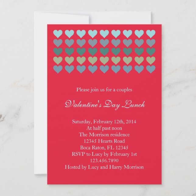 Beaucoup de coeurs Invitation de la Saint-Valentin (Devant)