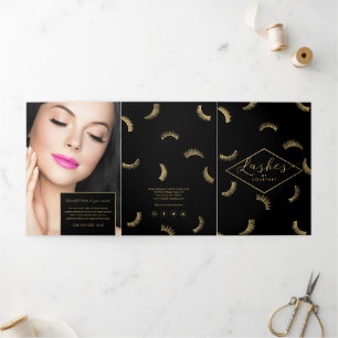 Beaucoup de Lashes Motif Lash Salon Brochure noire