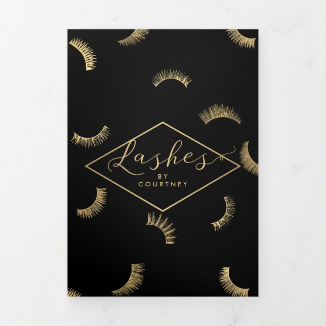 Beaucoup de Lashes Motif Lash Salon Brochure noire (Page de couverture)