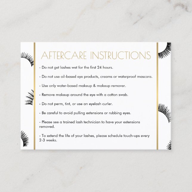 Beaucoup de Lashes Salon Carte d'Aftercare Blanc/N (Devant)