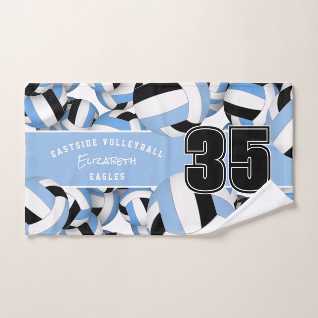 Beaucoup de volley-ball nom de l'athlète bleu clai (Serviette à main)