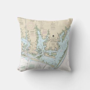Beaufort Inlet and Part of Core Sound Chart Throw Pillow
