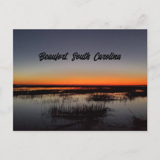 Beaufort South Carolina Lowcountry Vibrant Sunset Postcard