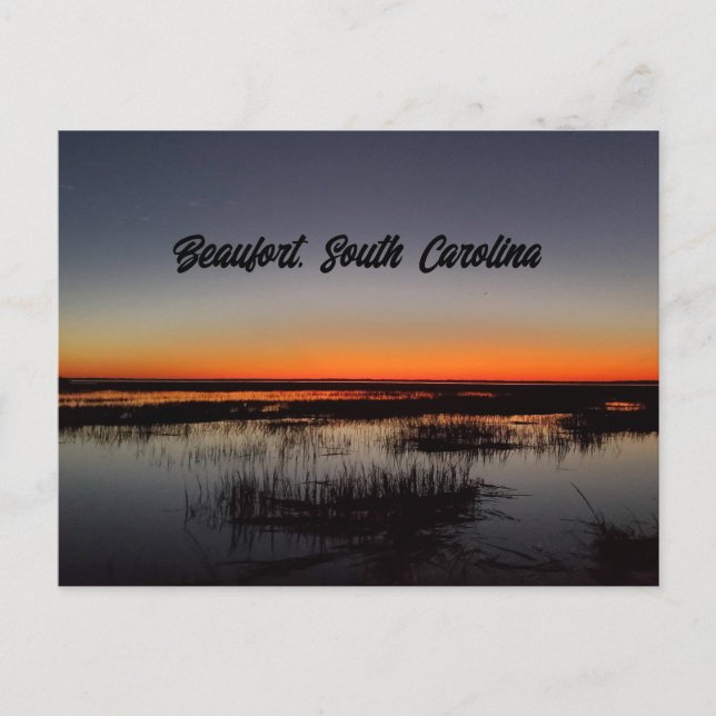 Beaufort South Carolina Lowcountry Vibrant Sunset Postcard (Front)