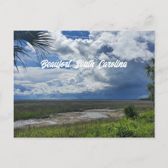 Beaufort South Carolina Thunderstorm Over Marsh Postcard (Front)