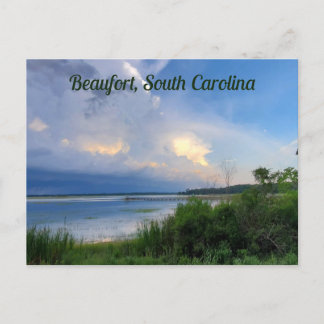 Beaufort South Carolina Thunderstorm Over Water Postcard