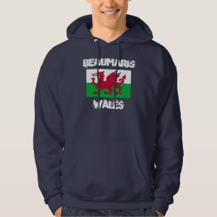 Beaumaris, Wales with Welsh flag Hoodie