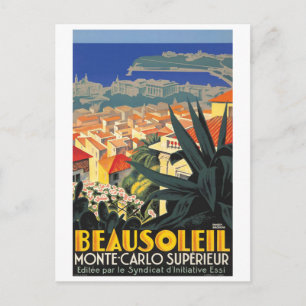 Beausoleil, France, French riviera, vintage travel Postcard