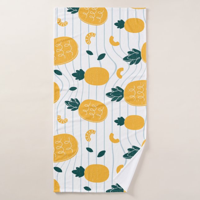 Beauté ananas : Motif tiré à la main (Serviette de bain)