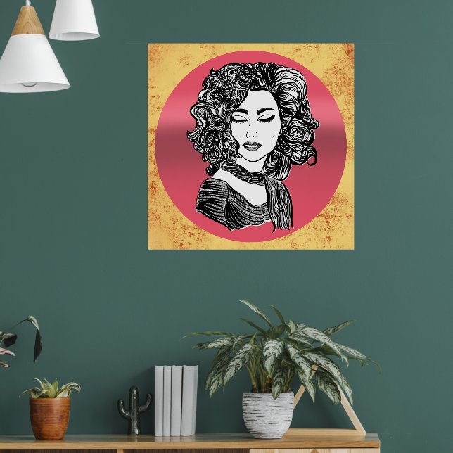 Beauté aux cheveux bouclés - Curly hair beauty Poster (Living Room 1)
