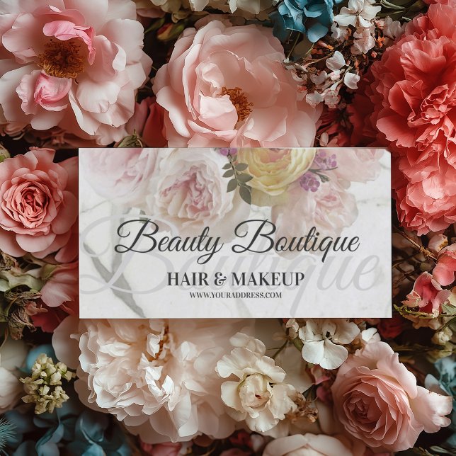 Beauté Boutique Marbre Fleur Maquillage Carte à ch (Perfect for business)