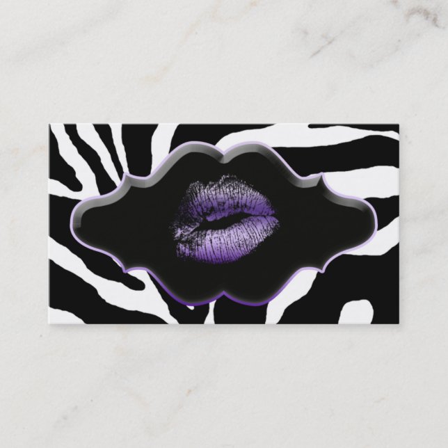 Beauté Carte de visite Animal Zebra Purple Lips (Devant)