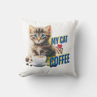 Beauté chat amour café Jeu oreiller