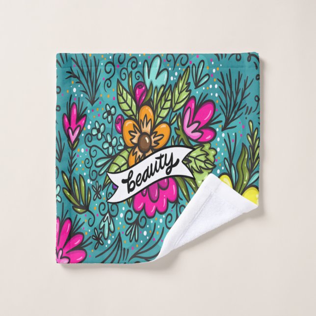 Beauté de l'oreiller avec fleurs (Gant de toilette)