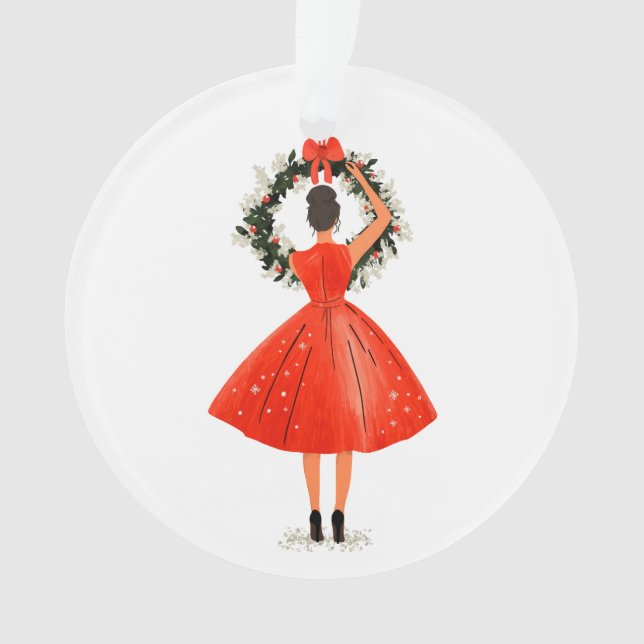 Beauté de Noël classique en robe rouge (devant)