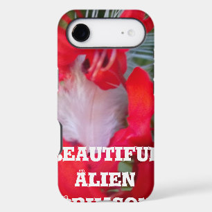 Beauté délicate   Fleur rouge avec plume blanche A