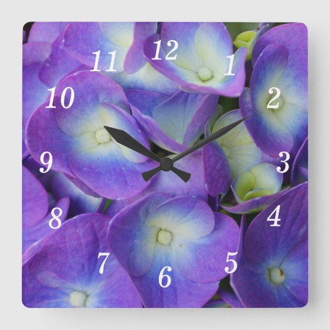 Beauté d'une horloge murale Hydrangea bleu (Recto)