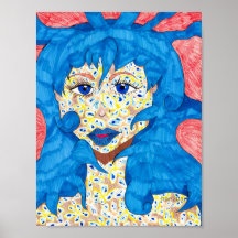 Beauté en bleu Poster