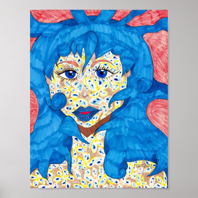 Beauté en bleu Poster (Devant)