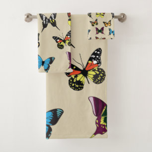Beauté et ensemble de serviettes de bain papillon