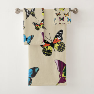 Beauté et ensemble de serviettes de bain papillon