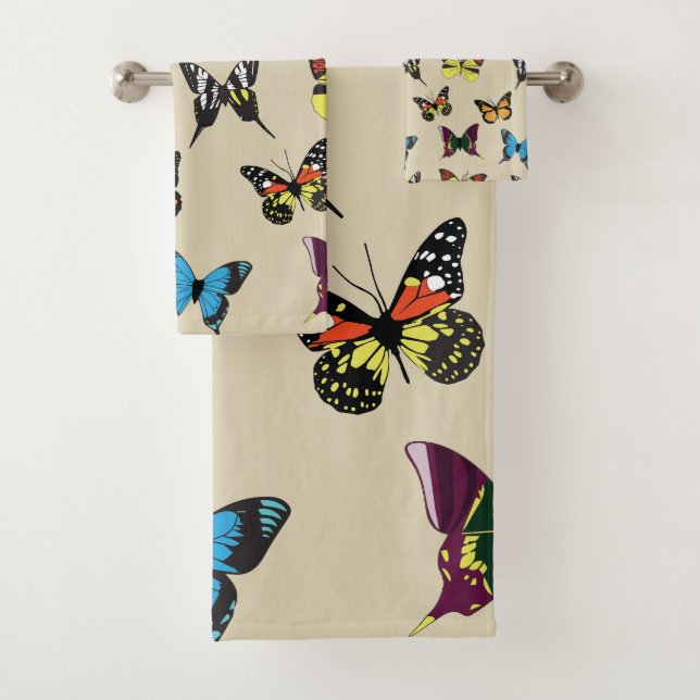 Beauté et ensemble de serviettes de bain papillon (En situation)