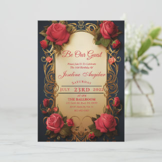 Beauté et la bête Rose Sweet 16 Invitation