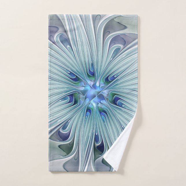 Beauté florale Abstraite moderne Blue Pastel Flowe (Serviette à main)
