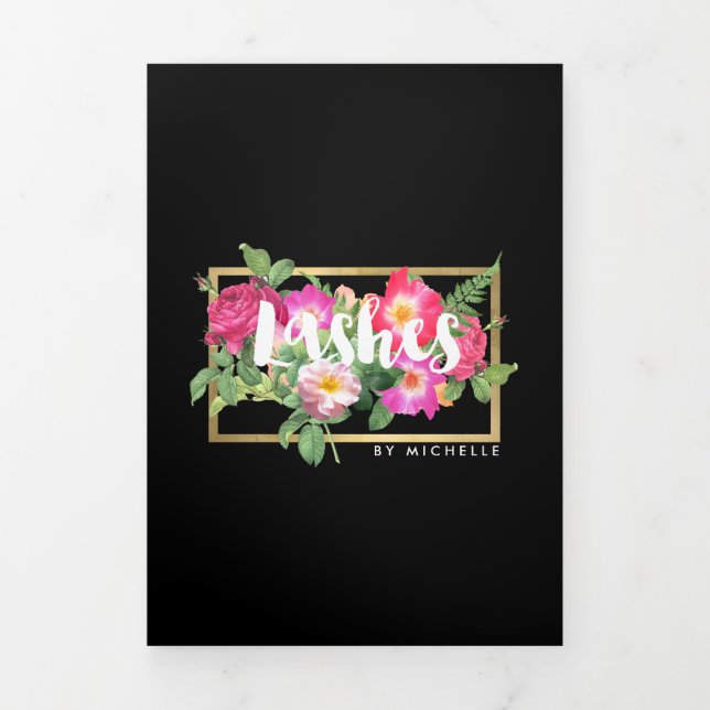 Beauté Florales Lash Extensions Brochure noire (Page de couverture)