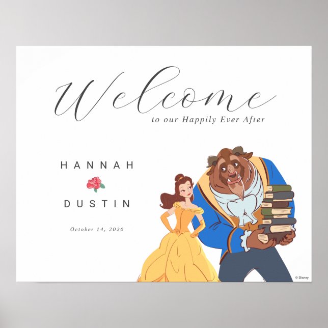 Beauté & la bête Mariage Affiche de bienvenue (Devant)