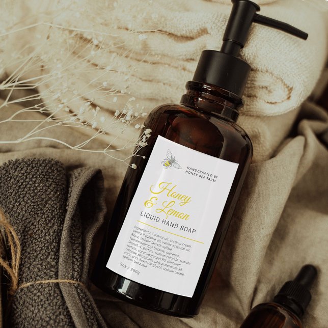 Beauté miel abeille jaune liquide étiquette de sav (Créateur téléchargé)