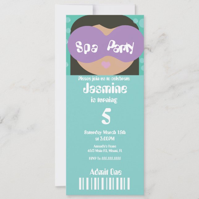 Beauté spa Anniversaire Style de billet Invitation (Devant)