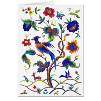 Beautful Jacobean Bird of Paradise Embroidery