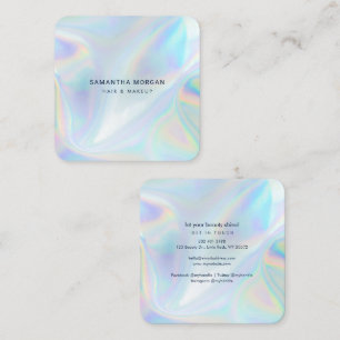 Beautician and Hair Stylist Modern Holographic Square Business Card