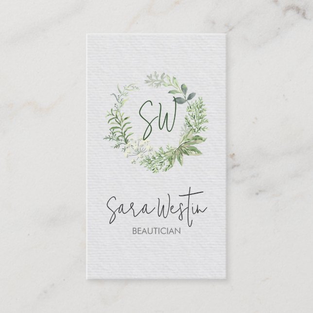 Beautician Beauty Consultant Flower Monogram Busin Business Card (Front)