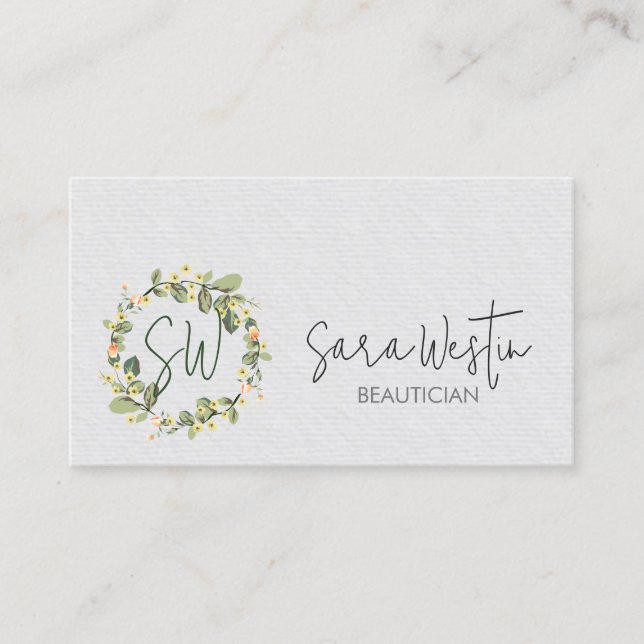 Beautician Beauty Monogram Business Card (Front)