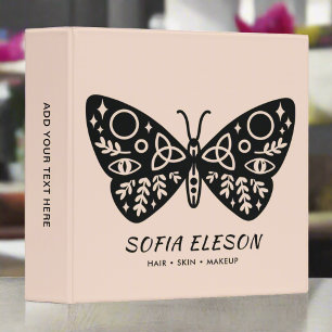 Beautician Beauty Salon Pink & Black Butterfly Binder
