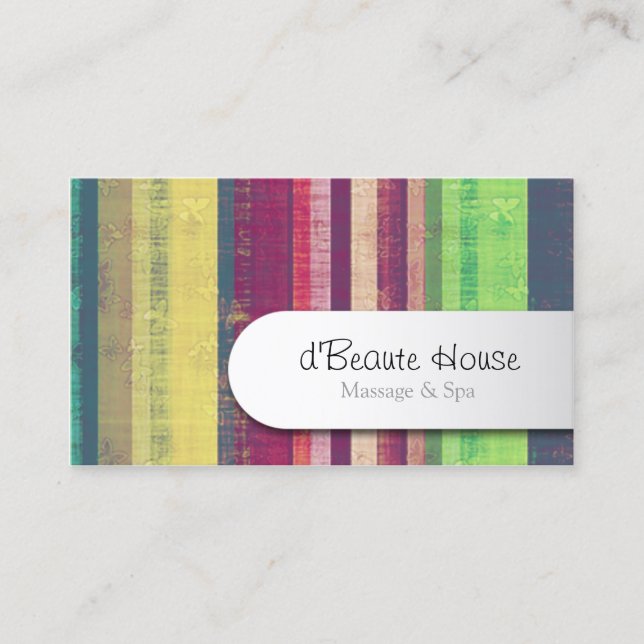 Beautician Business Card Butterfly Stripes (Front)