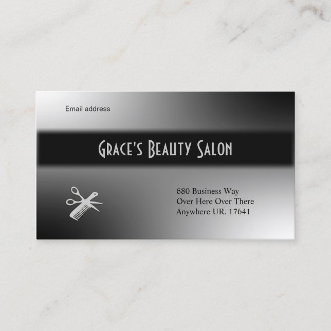 Beautician Design Black and White Business Card (Front)