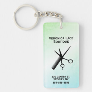Beautician Design Blue Green Keychain