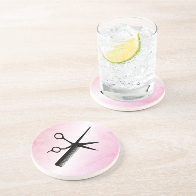 Beautician Design Pink Coaster (Side)