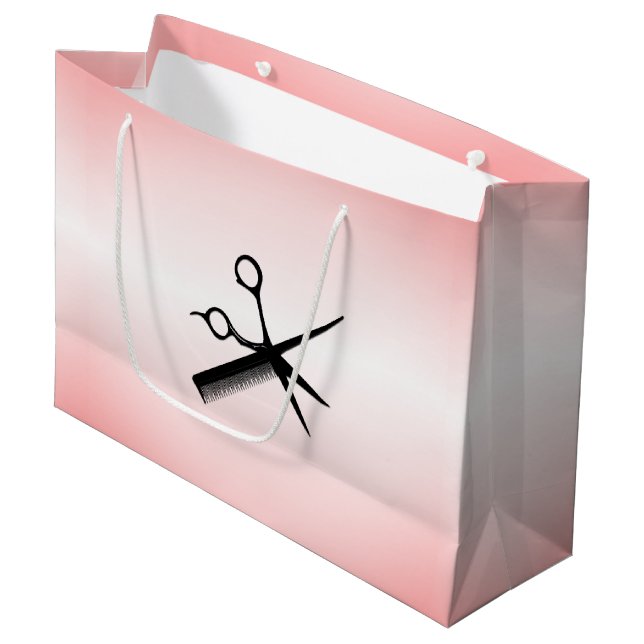 Beautician Design Pink Large Gift Bag (Front Angled)