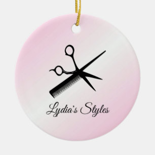 Beautician Design Pink Personal Ceramic Ornament