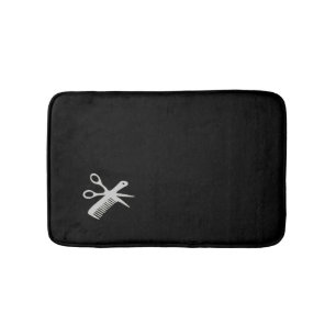 Beautician Design Silver on Black Bath Mat
