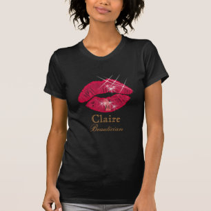 Beautician Glowing Sparkling Red Lips T-Shirt
