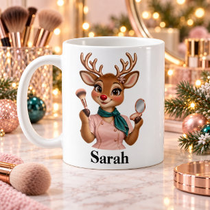 Beautician Makeup Artist Reindeer Christmas Mug