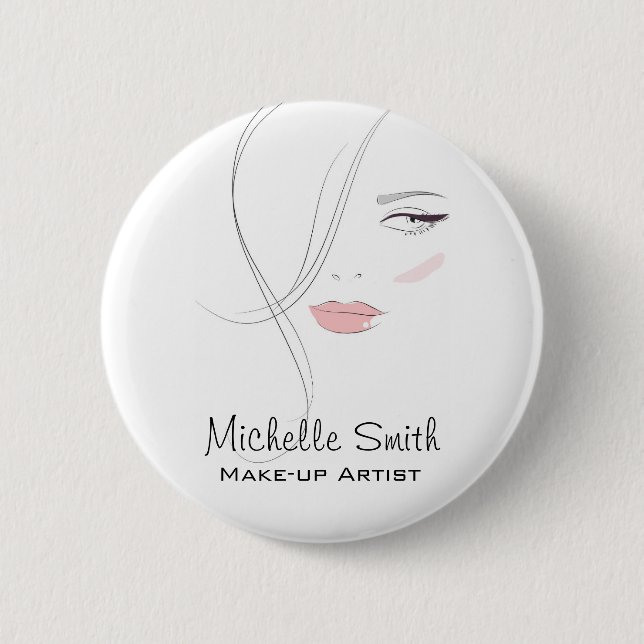 Beautician Modern Elegant Blush Pink Beauty Girl 2 Inch Round Button (Front)