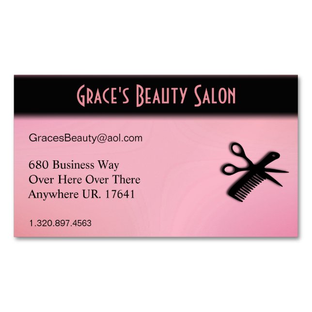 Beautician Pink Magnetic Business Card (Front)
