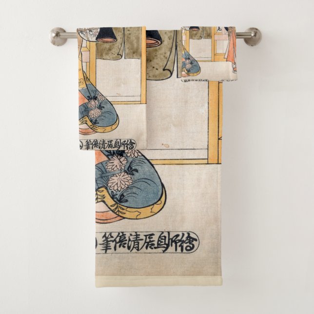 Beauties of the three capitals triptych bath towel set (Insitu)