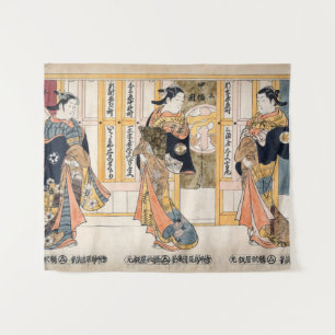 Beauties of the three capitals triptych tapestry